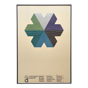 Frank Stella Vintage 1968 Mid Century Modernist Lithograph Print Framed Exhibition Poster " Star of Persia II " 1967