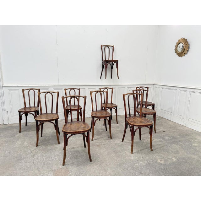 Tan Bistro Chairs from Fischel, 1930s, Set of 10 For Sale - Image 8 of 8