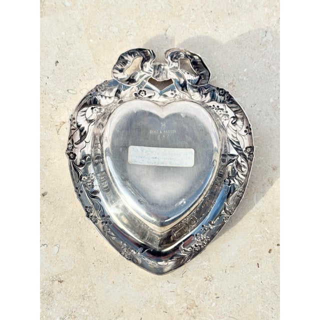 Mid 20th Century Vintage Reed & Barton 230 Silver-Plated Heart Dish – Ornate Anniversary Gift For Sale - Image 5 of 12