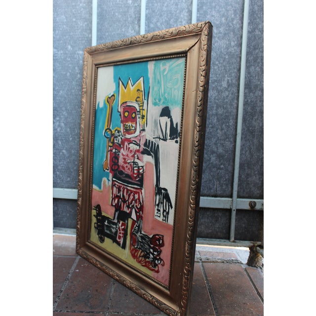 Jean Michel Basquiat Modernistic Painting After Jean-Michel Basquiat, Circa 1970 For Sale - Image 4 of 13