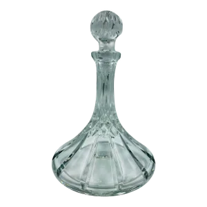 Late 20th Century Wedgewood Diamond & Vertical Cuts Ships Decanter with Stopper