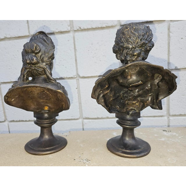 Bronze Pair of 19th Century Russian Bronze Busts of Peter I and Catherine the Great For Sale - Image 8 of 11