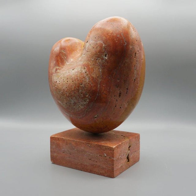 An abstract marble sculpture on original marble base. Dimensions: H 30cm W 15cm D 11.5cm Origin: English Date: Circa 1970