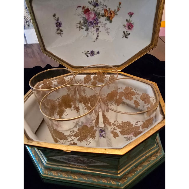 Emerald Late 19th Century Antique Emerald Green Sevres Style Porcelain Jewel Box For Sale - Image 8 of 14