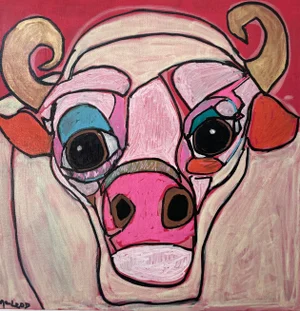 "Little Bull #1" Contemporary Original Acrylic Painting