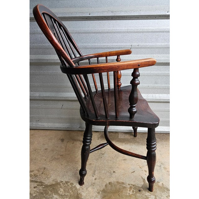 Victorian 19th Century Handcrafted English Oak Windsor Armchair For Sale - Image 3 of 8