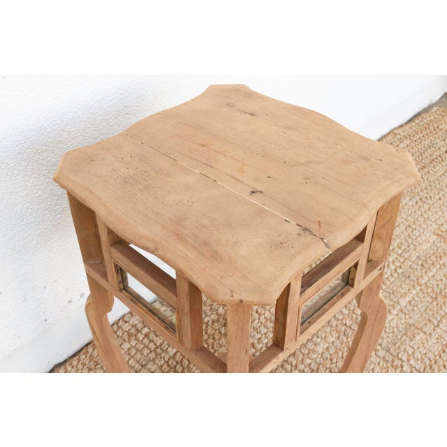 Small Antique Teak Colonial Mirror Side Table For Sale In Los Angeles - Image 6 of 9