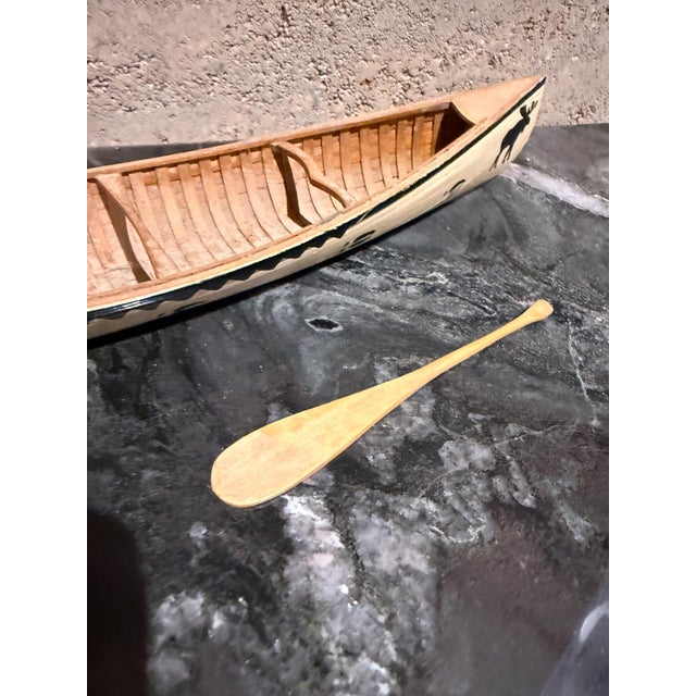 Peterborough Canoe Model Caramel Color Vintage Native American Handcrafted Wooden For Sale - Image 14 of 16