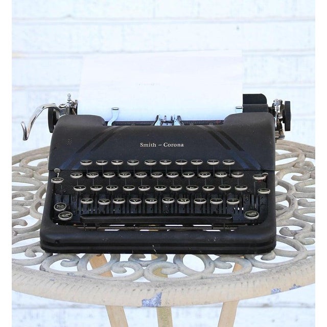 Industrial Vintage Smith Corona Typewriter and Case For Sale - Image 3 of 12