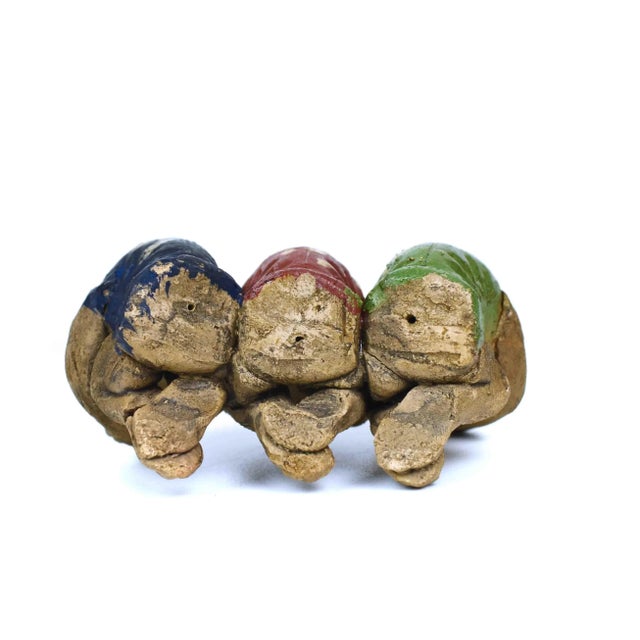 Ceramic Early 20th Century Japanese Terracotta 3 Wise Monkeys No Evil See No Evil Speak No Evil Figurine For Sale - Image 7 of 7