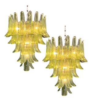 Nickel and Green Murano Glass Chandeliers, 1990s, Set of 2