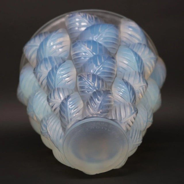 Rene Lalique Opalescent Glass Moissac Vase For Sale - Image 6 of 12
