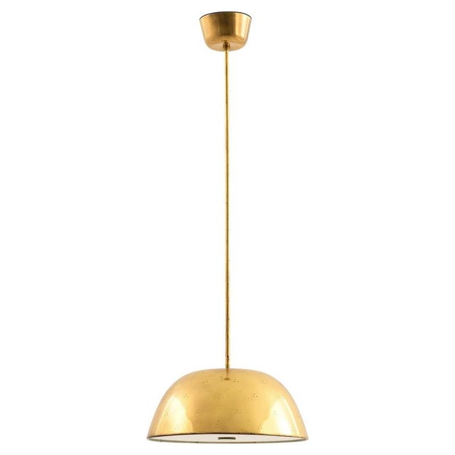 Metal Pendant Lamp in Brass and Glass by Paavo Tynell, 1950s For Sale - Image 7 of 7