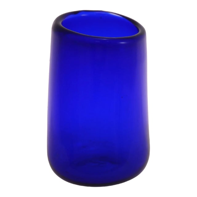 Cobalt Blue Blown Glass Cylinder Vase For Sale