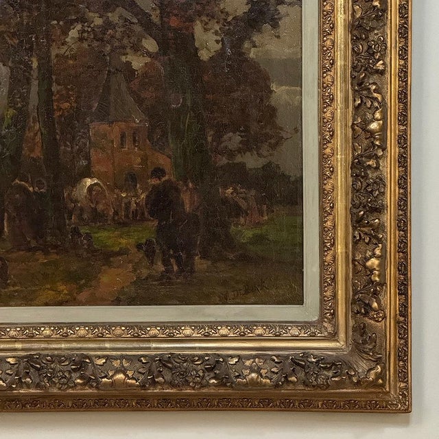 19th Century Belgian Landscape 'Autumn Village' by Victor De Buck (1855-1914) For Sale - Image 11 of 17