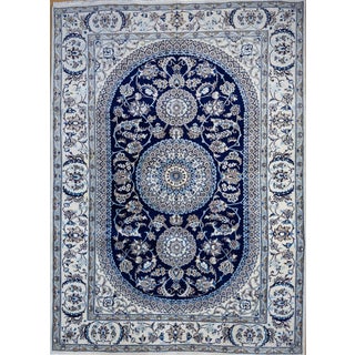 Middle Eastern Hand-Knotted Nain Kashmiri Rug with Lachak-Toranj Medallion in Silk For Sale