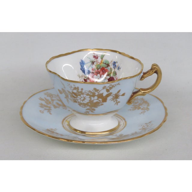 Hammersley Blue England Bone China Set of Tea Cup and Saucer 4654b For Sale - Image 13 of 17