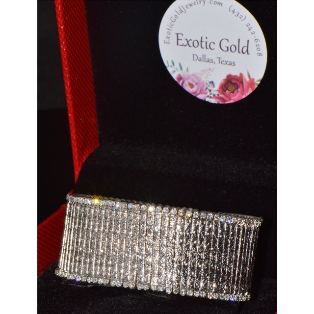 Late 20th Century Rare Roberto Coin Natural 3.20ct Diamond Floral Scroll Work Wide Bracelet in Solid 18k White Gold For Sale - Image 11 of 15