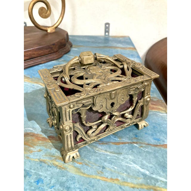 Late 19th Century Antique French Art Nouveau Pierced Gilt Bronze Jewelry Box, 1880s For Sale - Image 5 of 15