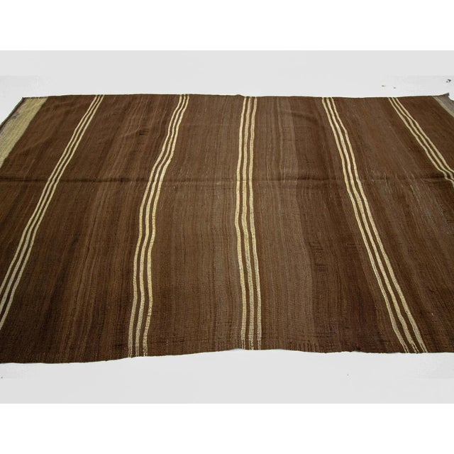 Traditional 1960s Vintage Brown Natural Wool Kilim Rug- 5′10″ × 10′4″ For Sale - Image 3 of 7