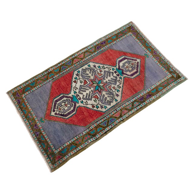 1970s 1970s Hand Made Mat Small Turkish Rug Kitchen Decor - 1′9″ × 3′ For Sale - Image 5 of 13
