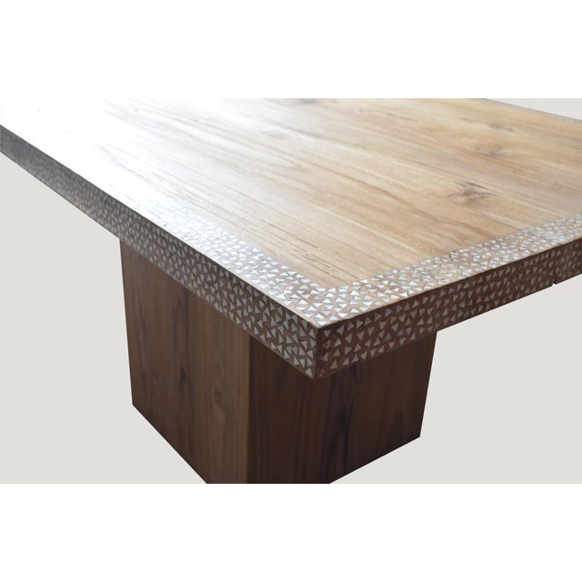 Contemporary Andrianna Shamaris Shell Inlay Teak Wood Dining Table For Sale - Image 3 of 18