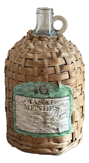 Vintage Wicker-Wrapped Demijohn Bottle, Portugal