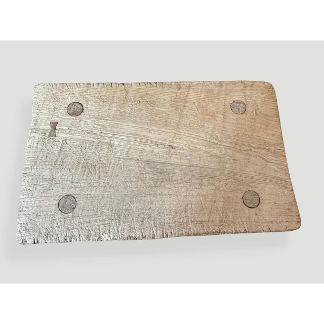 2010s Andrianna Shamaris Bleached Teak Wood Stool or Side Table For Sale - Image 5 of 6