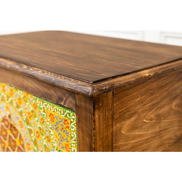 Bohemian Solid Wood Nightstand For Sale - Image 4 of 10
