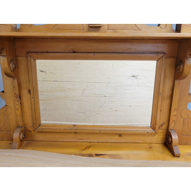 Antique Circa 1880 Swedish Pine Sideboard Buffet With Original Mirror For Sale - Image 13 of 18