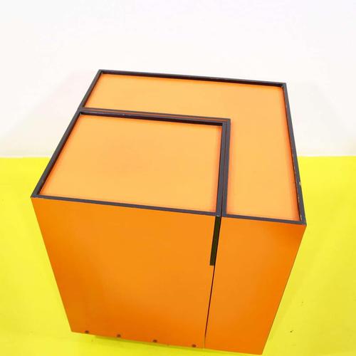 Orange Laminated Sewing Machine Cube on Wheels