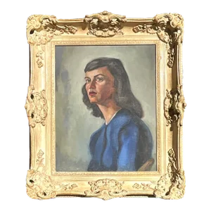 Vintage MCM Original Oil Portrait on Canvas