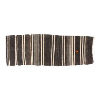 Anatolian Black & White Stripe Kilim Runner For Sale
