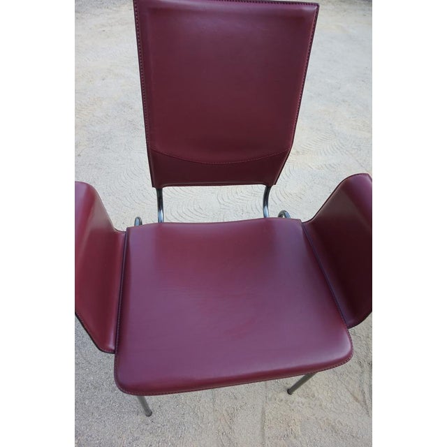 Armchairs in Bordeaux Red Leather by Ross Littell for Matteo Grassi, Steel, Italy, 1980s, Set of 2 For Sale - Image 18 of 18