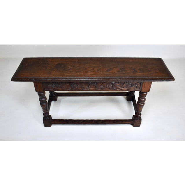 Exceptional, solid oak joint stool-bench with authentic early Jacobean design elements of mid size with rectangular single...