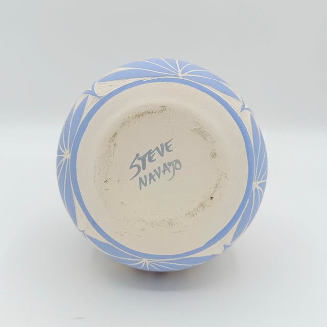 Navajo Indian Art Vintage Signed Steve Navajo Southwestern Desert Sunset Pottery Vase For Sale - Image 4 of 9