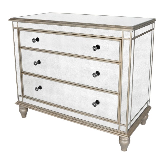 Laflin Mirrored Console Chest, Silver For Sale