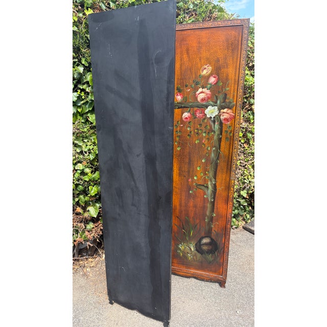 Antique Rococo French Three-Fold Hand-Painted Wood Romantic Cherub and Floral Room Divider, 1890s For Sale - Image 16 of 18