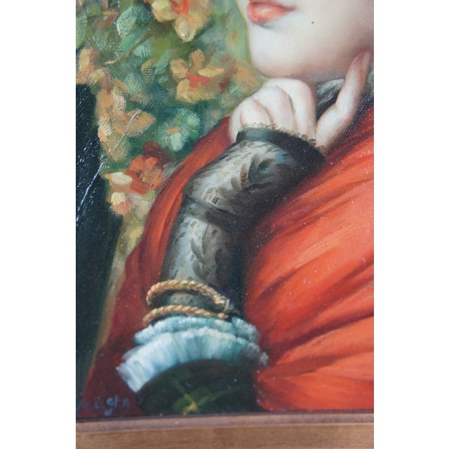 Late 20th Century Mrs. Kathleen Newton Portrait Oil Painting After James-Jacques-Joseph Tissot 26" For Sale - Image 5 of 11