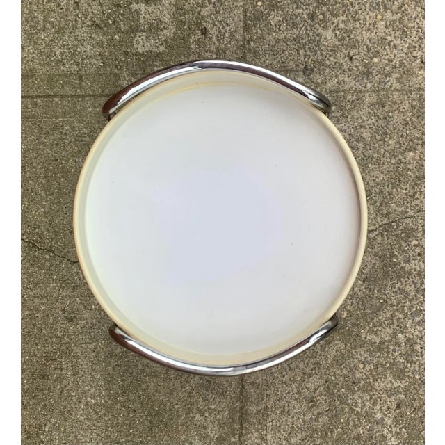 Italian Midcentury White Plastic and Metal Chrome Italian Bar Cart , 1950s For Sale - Image 3 of 12