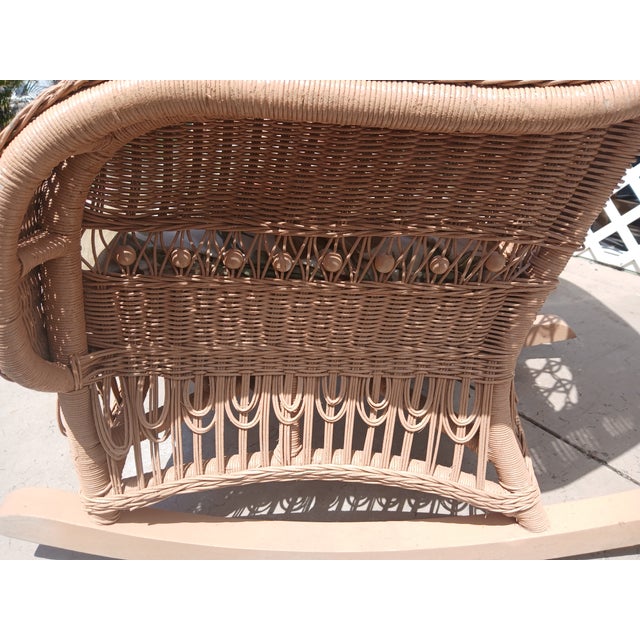 Tan Vintage Drexel Heritage Wicker Rocking Chair For Sale - Image 8 of 8