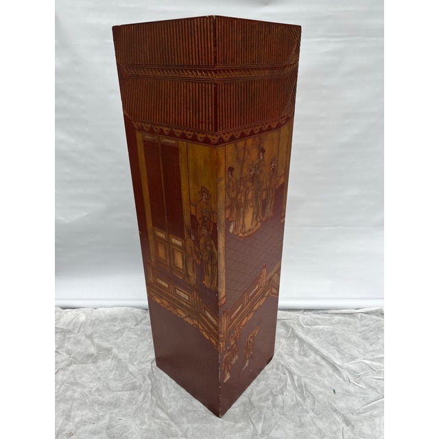 Antique Chinese Coromandel Style Pedestal For Sale - Image 6 of 12