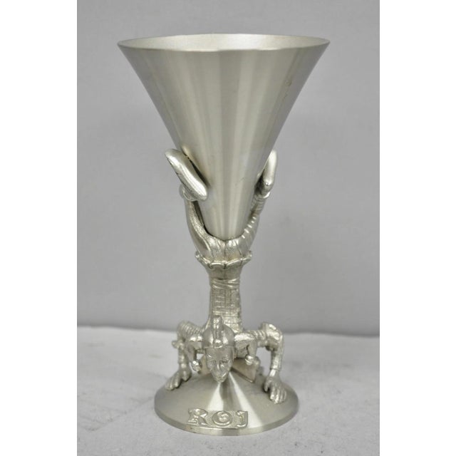 Vintage Royal Order of Jesters Figural Pewter Metal Award Renaissance Goblet For Sale - Image 14 of 14