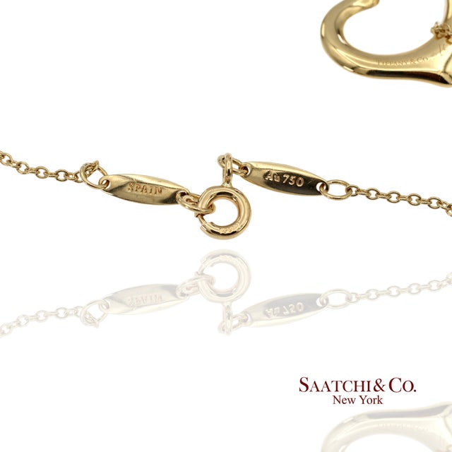 Tiffany & Co. Elsa Peretti 18k 750 Yellow Gold Open Heart Pendant Necklace For Sale - Image 9 of 14