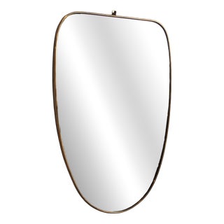 Mid-Century Modern Italian Wall Mirror with Brass Frame by Gio Ponti, 1960s For Sale