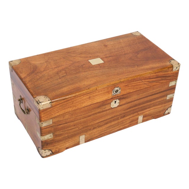 Small Antique Military Campaign Camphorwood Trunk, Early 19th Century For Sale