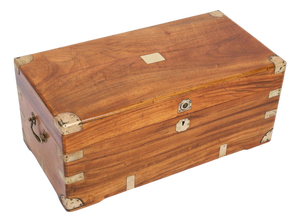 Small Antique Military Campaign Camphorwood Trunk, Early 19th Century