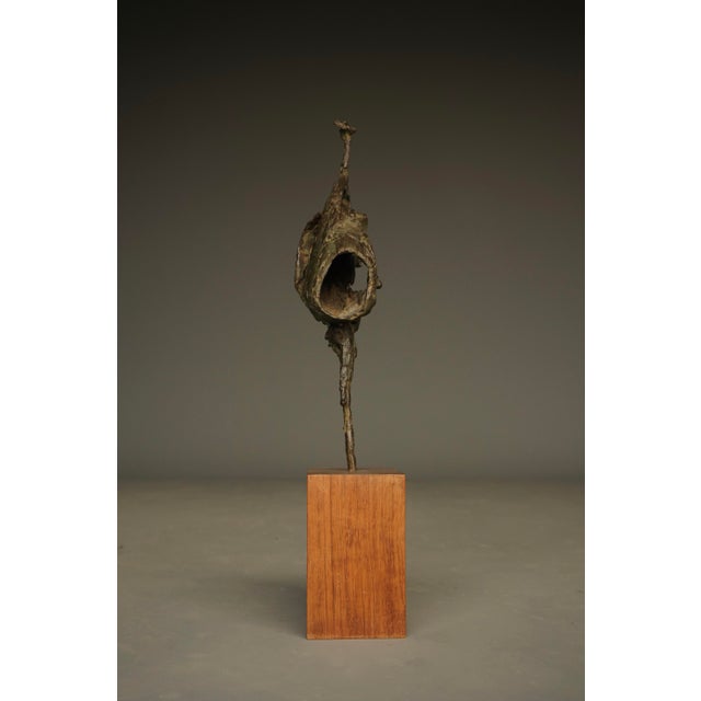 Jetty Homan, Abstract Sculpture, 1970s, Bronze & Teak For Sale - Image 9 of 9