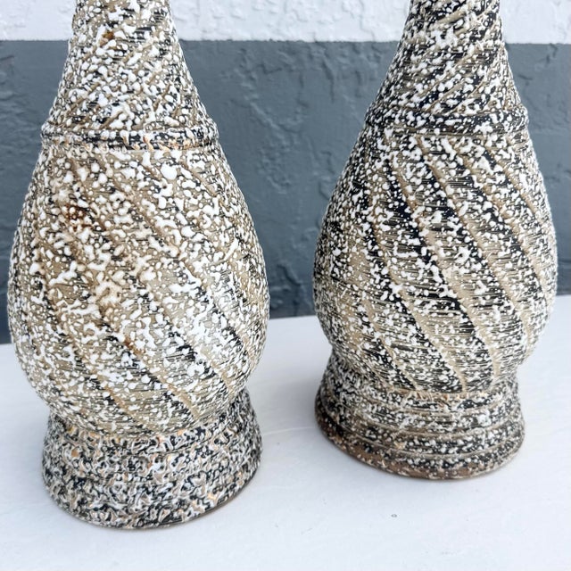 Mid Century Modern Splatter Glazed Swirl Table Lamps - A Pair For Sale - Image 9 of 9