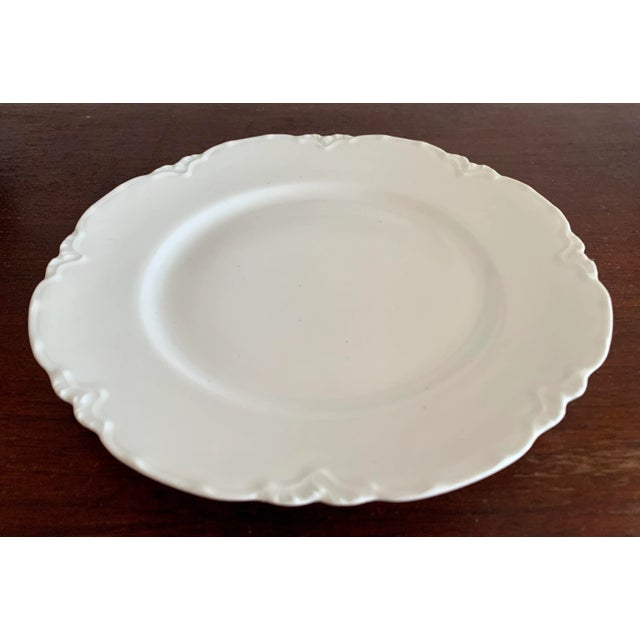 VINTAGE HAVILAND LIMOGES FRANCE RANSON BLANK WHITE 5 PIECE PLATE SETTING BONE CHINA SCALLOPED EDGES. SET INCLUDES DINNER...
